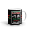Load image into Gallery viewer, Real Eyes, Realize, Real Lies - "RESPECTIBILI-TEES" ISSUE #8 - Limited Edition Ceramic Coffee Mug - RED/BLACK/GREEN