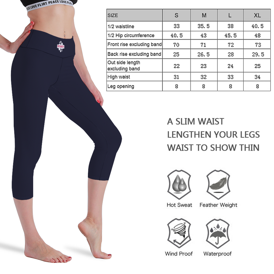 SBI QUEEN Women's High Waisted Capri Yoga leggings - Navy