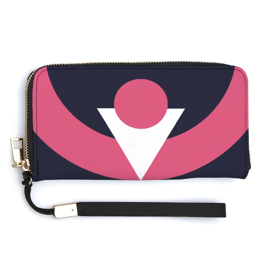 SBI QUEEN Women’s Long Wallet with Credit Card Holders Money Organizer Zipper Purse Wristlet - Navy/Pink
