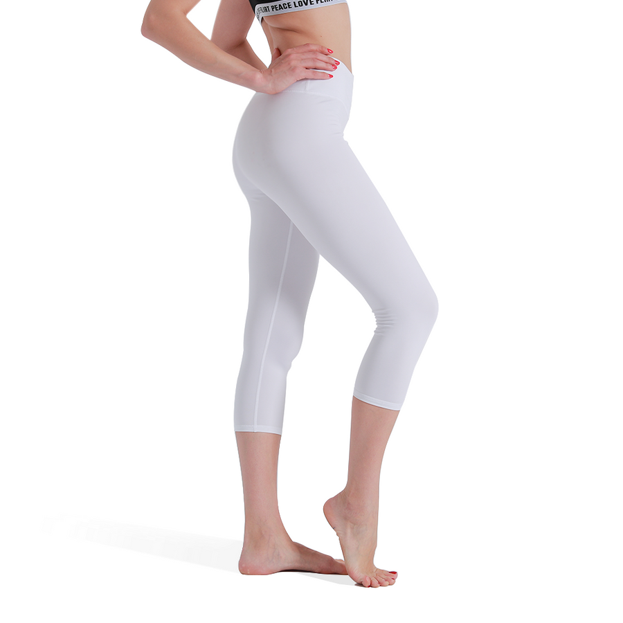 SBI QUEEN Women's High Waisted Capri Yoga leggings - White