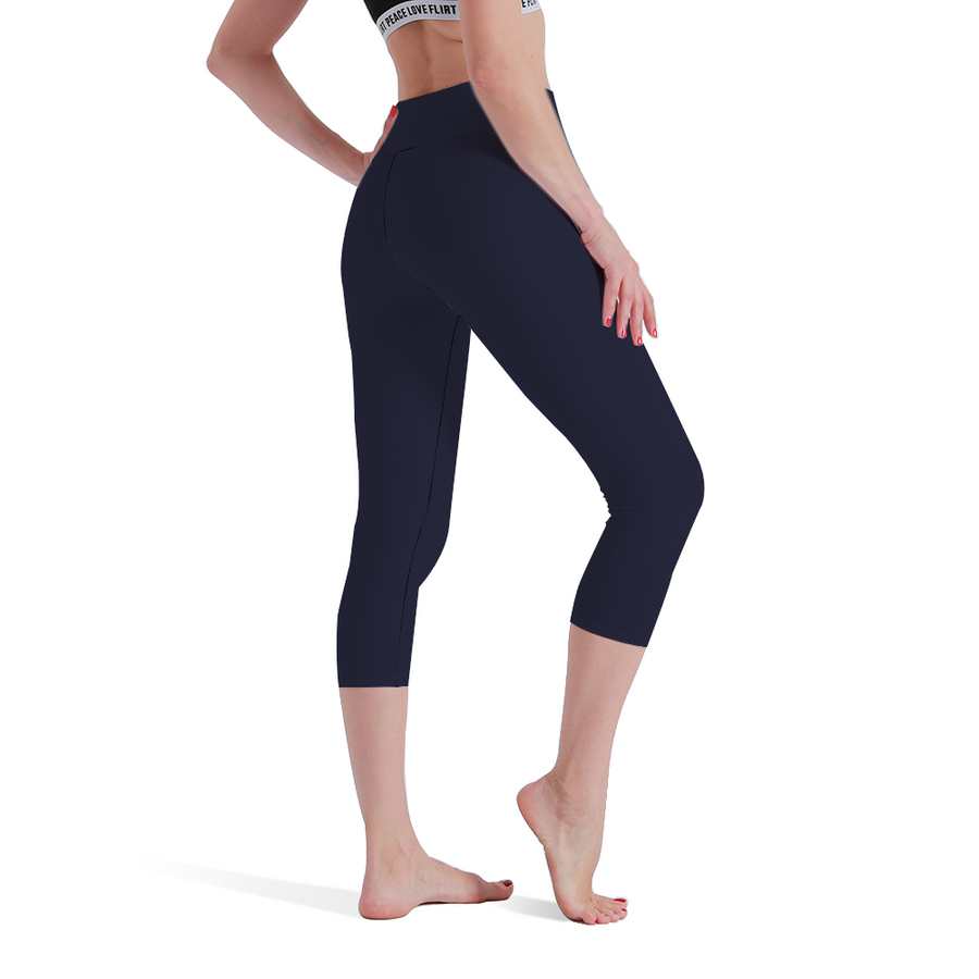 SBI QUEEN Women's High Waisted Capri Yoga leggings - Navy
