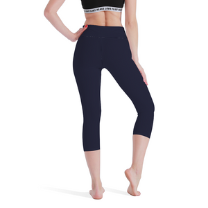 SBI QUEEN Women's High Waisted Capri Yoga leggings - Navy