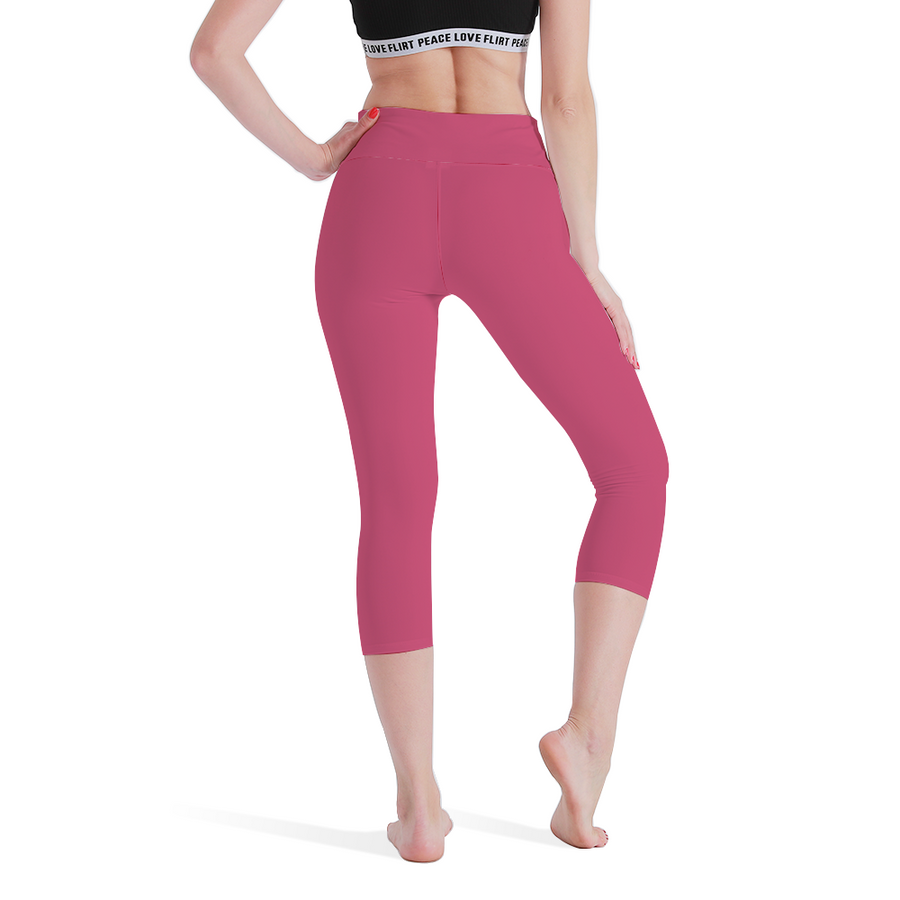 SBI QUEEN Women's High Waisted Capri Yoga leggings - Fuschia