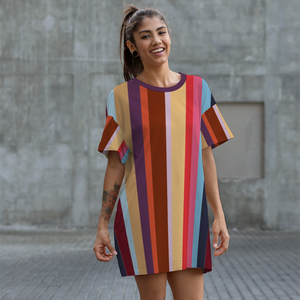 SBI QUEEN Women's V-neck Short Sleeve Mini Dress - Candy Striper