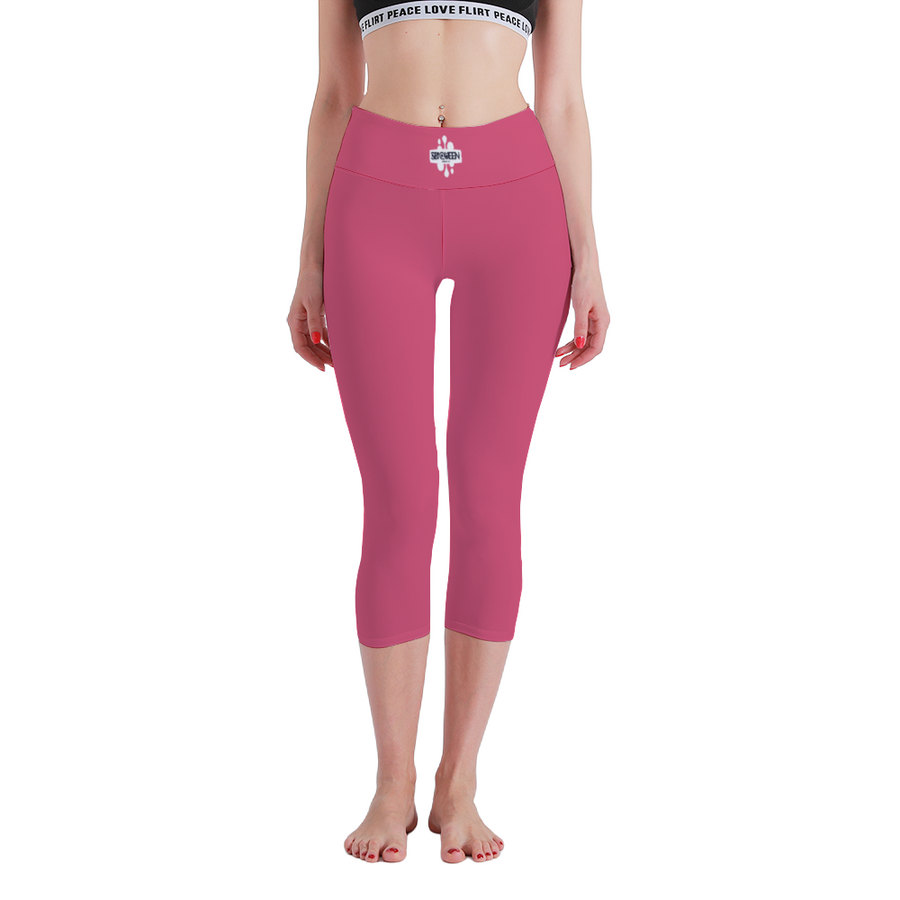 SBI QUEEN Women's High Waisted Capri Yoga leggings - Fuschia