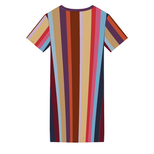 SBI QUEEN Women's V-neck Short Sleeve Mini Dress - Candy Striper