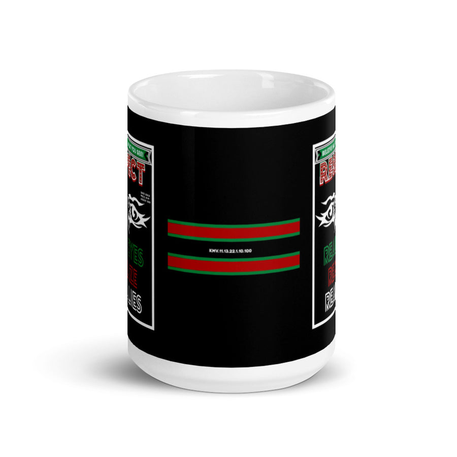 Real Eyes, Realize, Real Lies - "RESPECTIBILI-TEES" ISSUE #8 - Limited Edition Ceramic Coffee Mug - RED/BLACK/GREEN